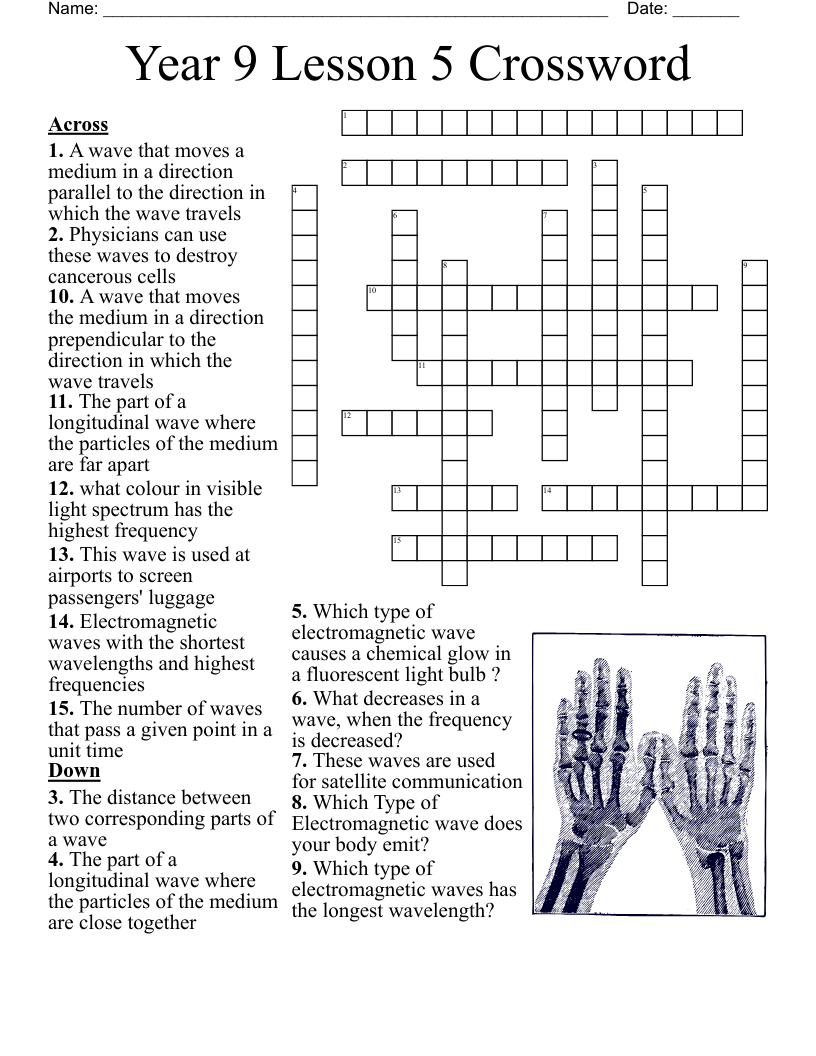 Year 9 Lesson 5 Crossword
