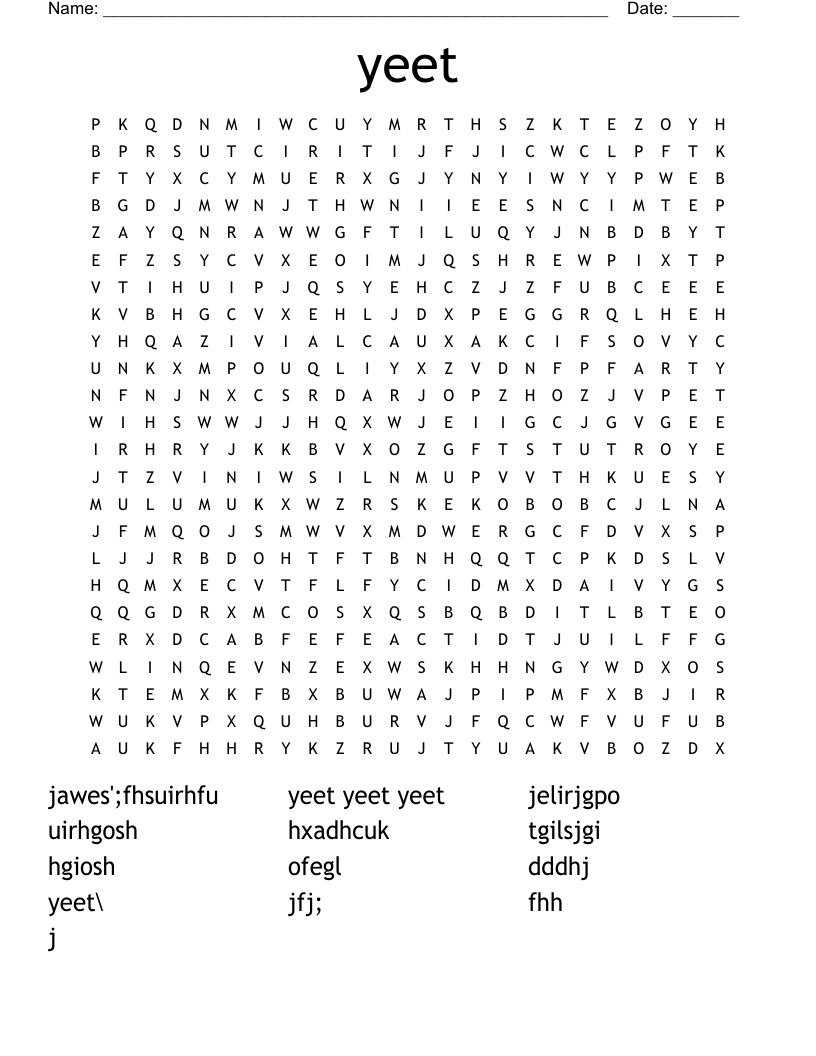 yeet Word Search