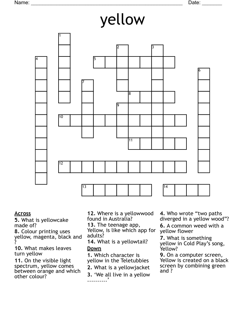 yellow Crossword
