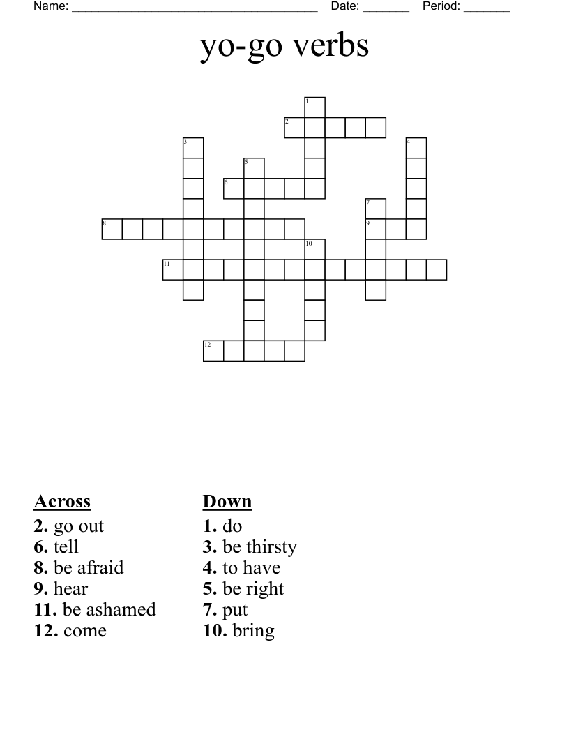 yo-go verbs Crossword