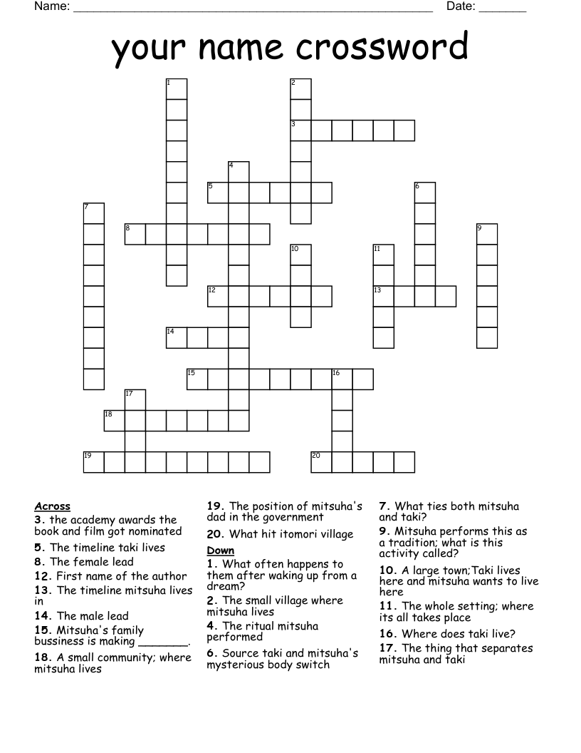 your name crossword