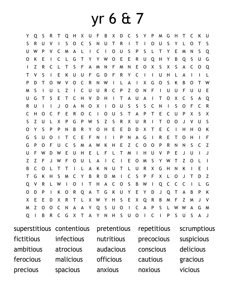 yr 6 & 7 Word Search