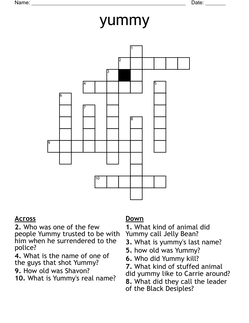 yummy Crossword