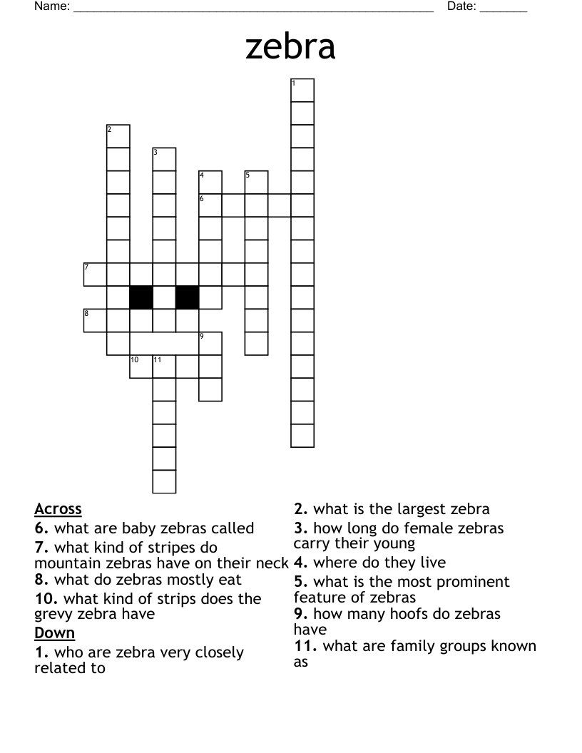 zebra Crossword