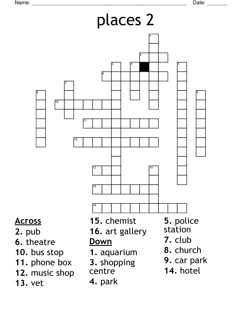 places 2 Crossword