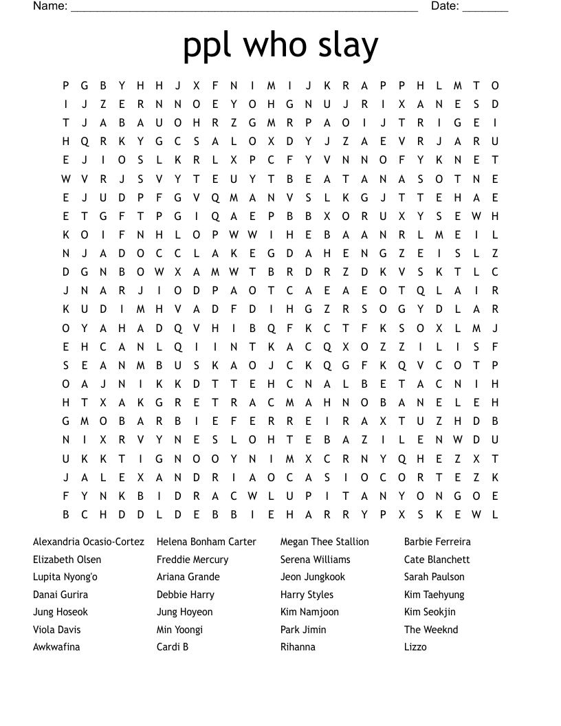 ppl who slay Word Search