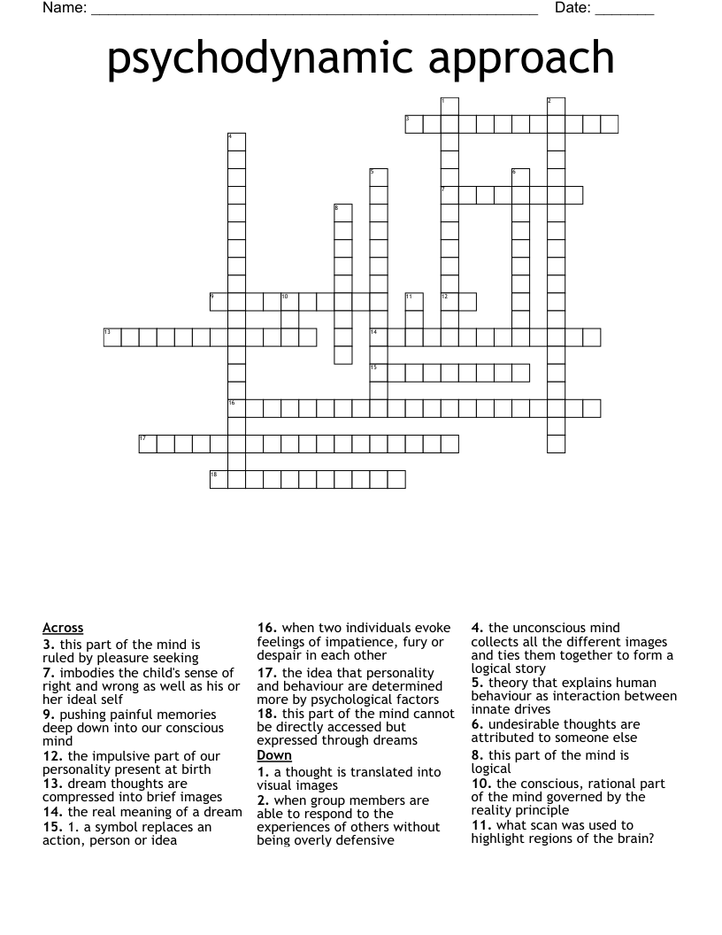 psychodynamic approach Crossword