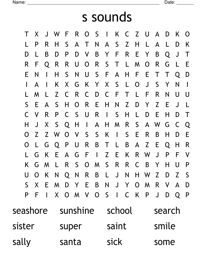 s sounds Word Search