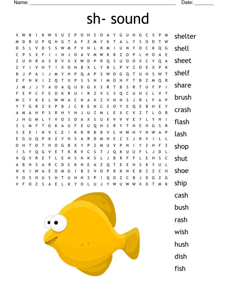 sh- sound Word Search