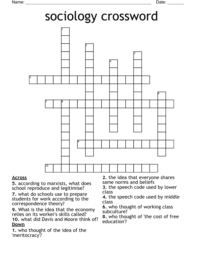 sociology crossword