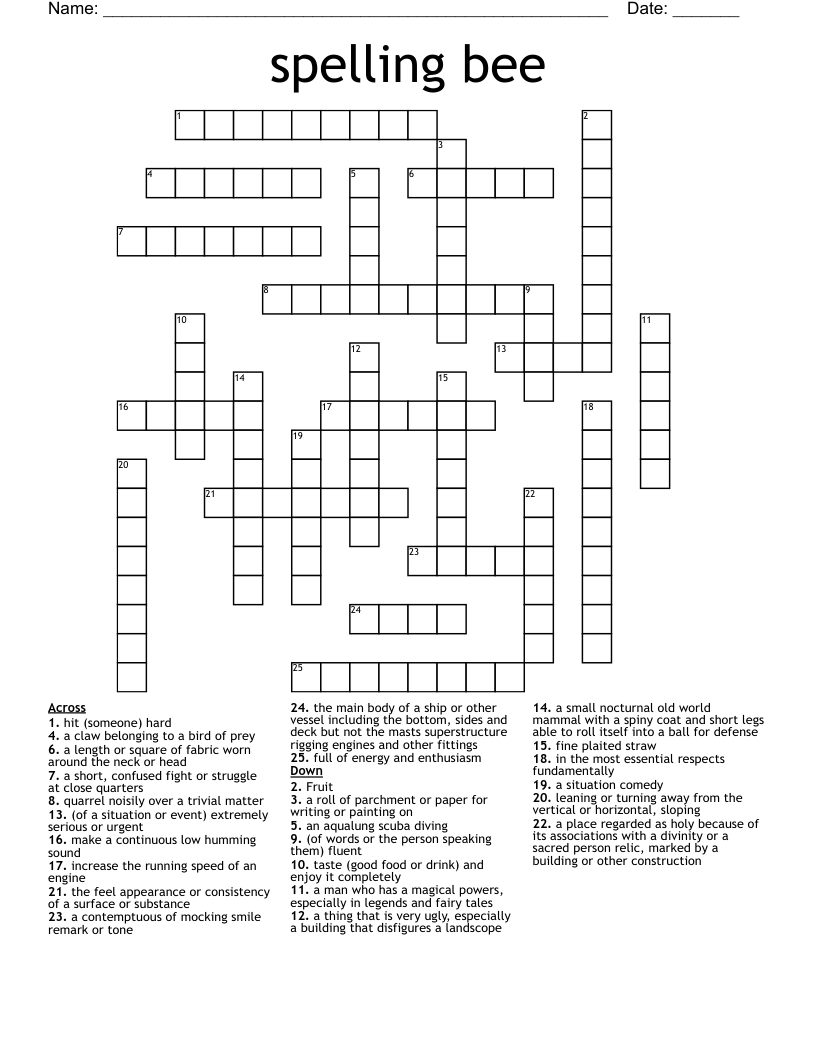 spelling bee Crossword