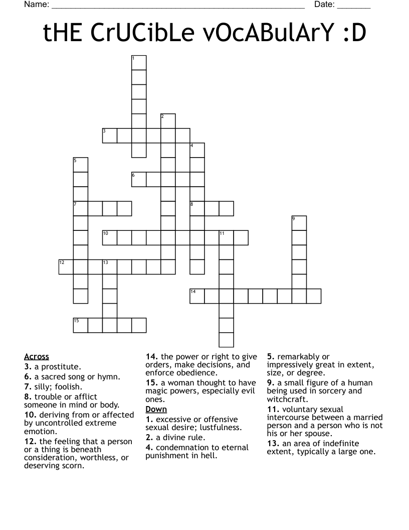 tHE CrUCibLe vOcABulArY :D Crossword