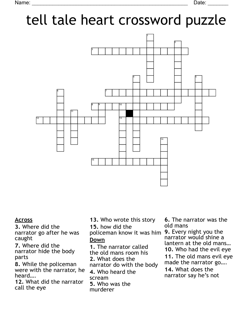 tell tale heart crossword puzzle
