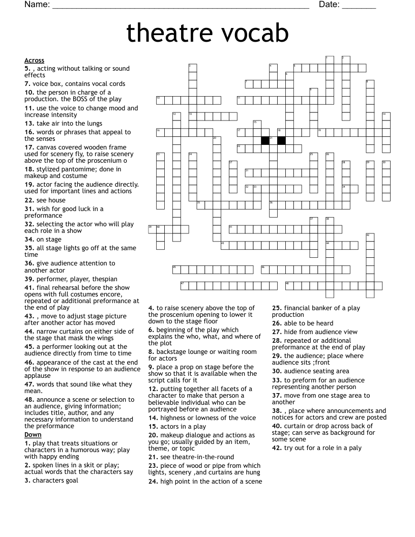 theatre vocab  Crossword