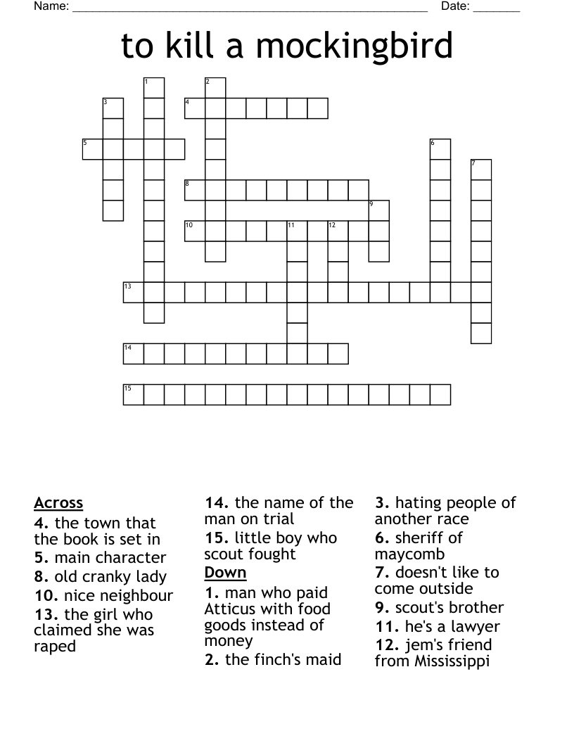 to kill a mockingbird Crossword